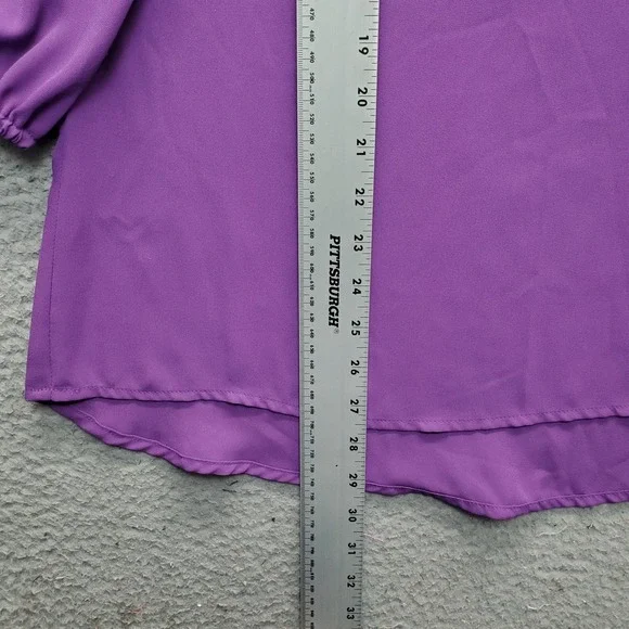 Indigo Rose Tunic Top Women Medium Purple Balloon Sleeve Crochet Lace Scoop Neck - Picture 3 of 9